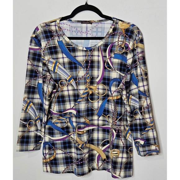 J.McLaughlin Tops - J.McLaughlin Western Bull Horn Chain Rope Catalina Cloth Womens XL Plaid Top